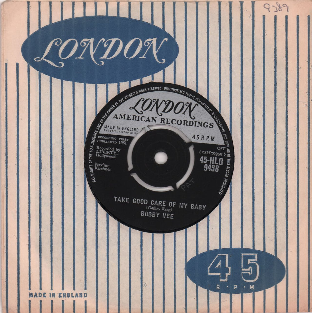 Bobby Vee Take Good Care Of My Baby UK 7" vinyl single (7 inch record / 45) 45-HLG9438