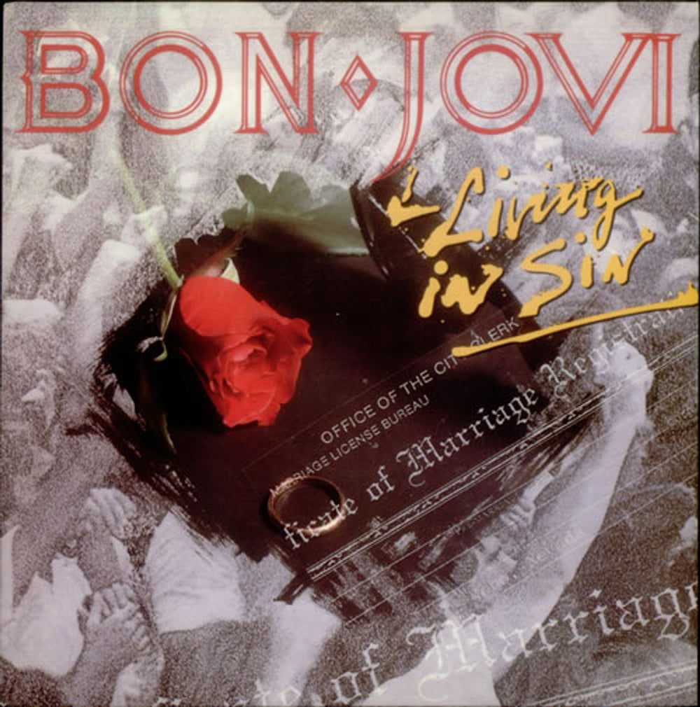 Bon Jovi Living In Sin UK 12" vinyl single (12 inch record / Maxi-single) JOV712