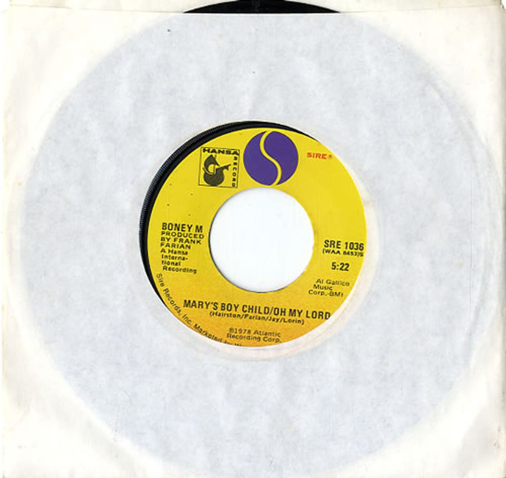 Boney M Mary's Boy Child/Oh My Lord US 7" vinyl single (7 inch record / 45) SRE1036