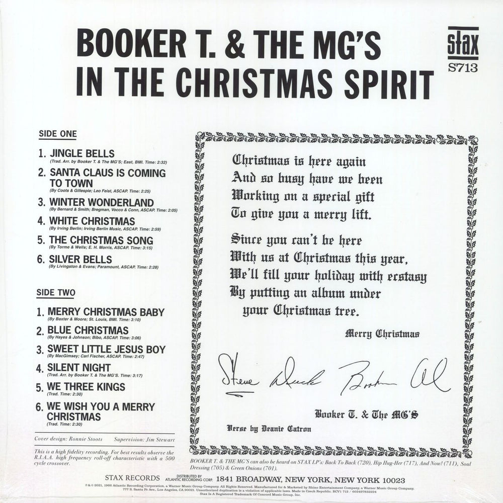 Booker T. & The M.G.'s In The Christmas Spirit - Crystal Clear Vinyl - Sealed US vinyl LP album (LP record) 0603497832224