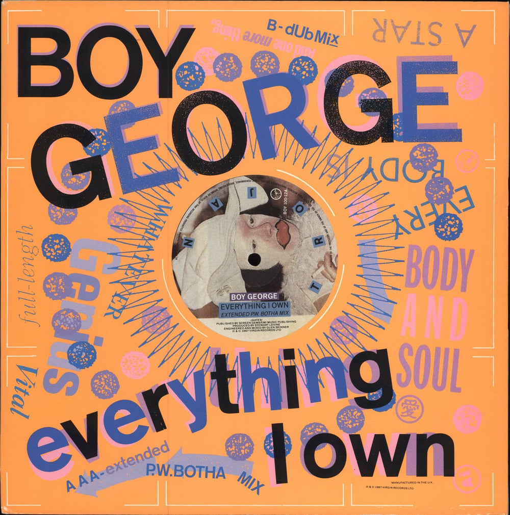 Boy George Everything I Own (Extended P.W. Botha Mix) UK 12" vinyl single (12 inch record / Maxi-single) BOY100-12