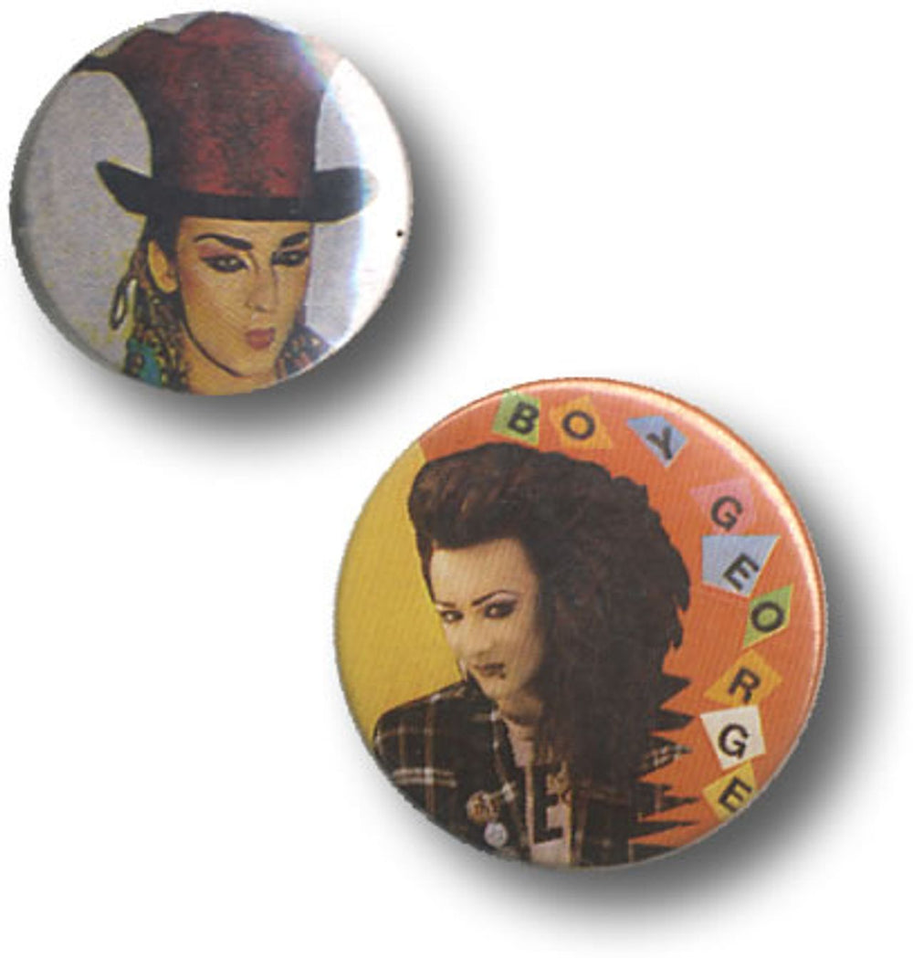 Boy George Pair Of Button Badges UK badge PAIR OF BADGES