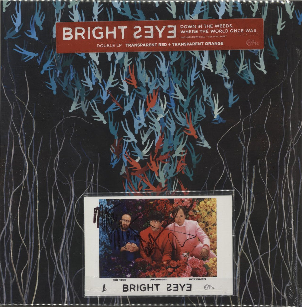 Bright Eyes Down In The Weeds, Where The World Once Was - Red & Orange Translucent UK 2-LP vinyl record set (Double LP Album) DOC210LP-C1