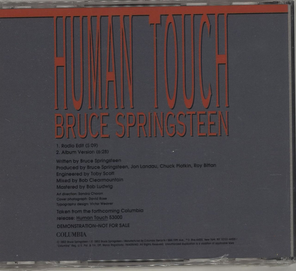 Bruce Springsteen Human Touch US Promo CD single (CD5 / 5") SPRC5HU09924