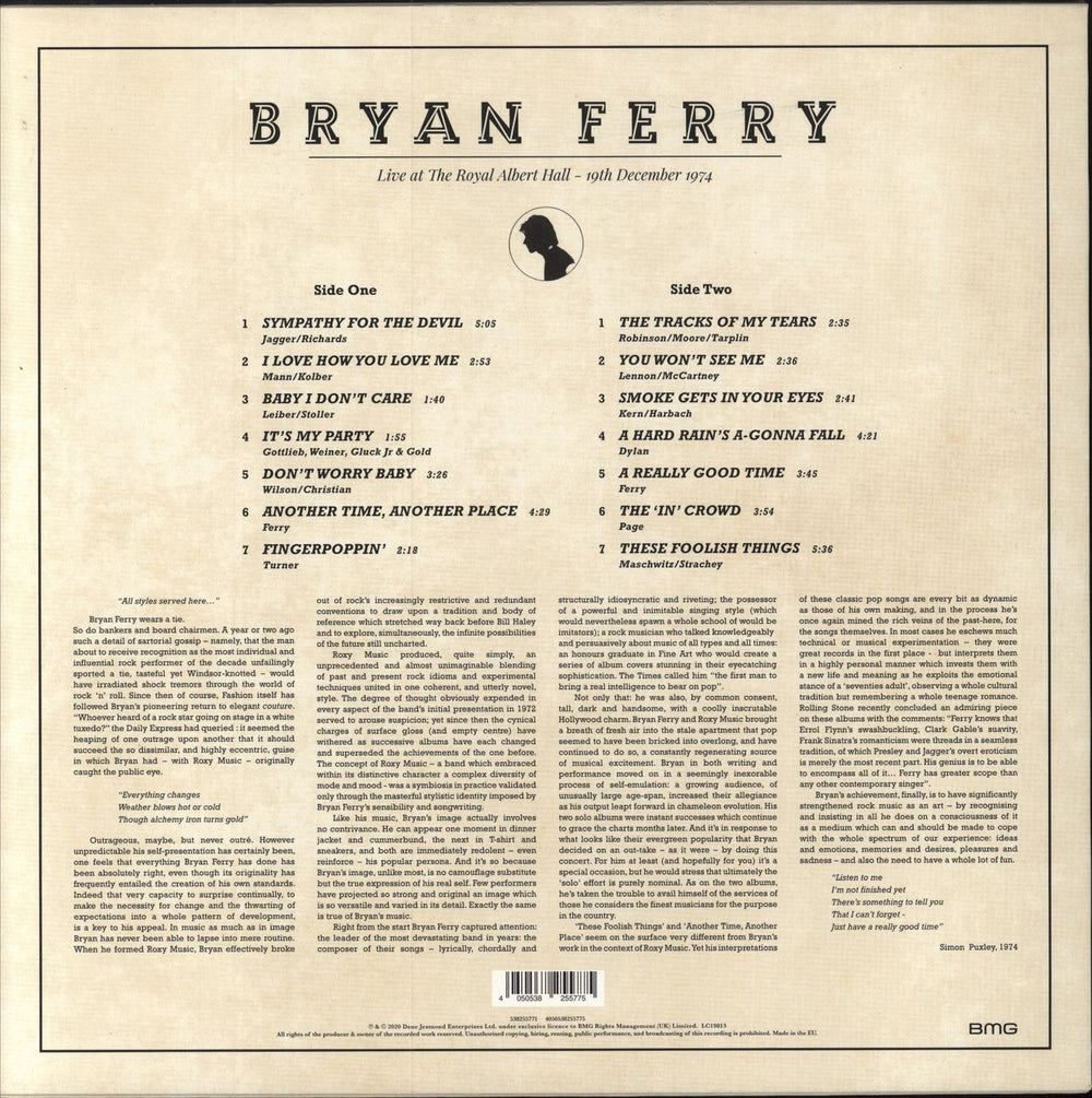 Bryan Ferry Live At The Royal Albert Hall 1974 UK vinyl LP album (LP record) 4050538255775