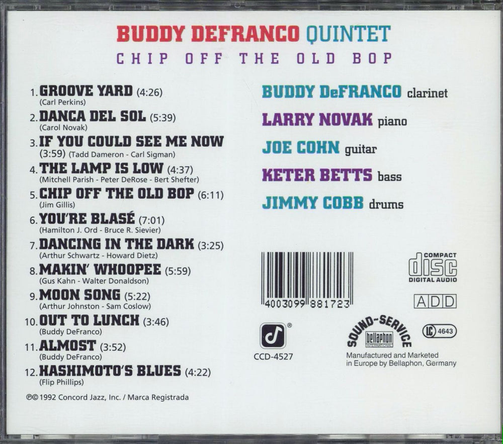 Buddy De Franco Chip Off The Old Bop German CD album (CDLP) 4003099881723