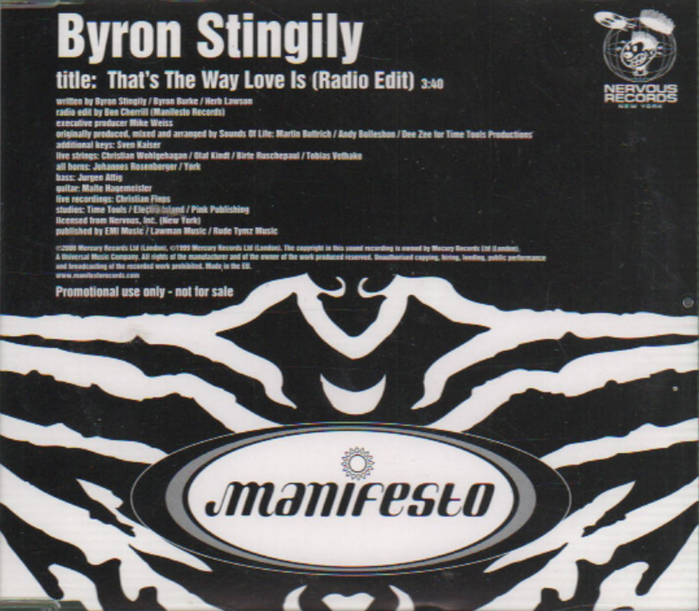 Byron Stingily That's The Way Love Is UK Promo CD single (CD5 / 5") BYCJ1