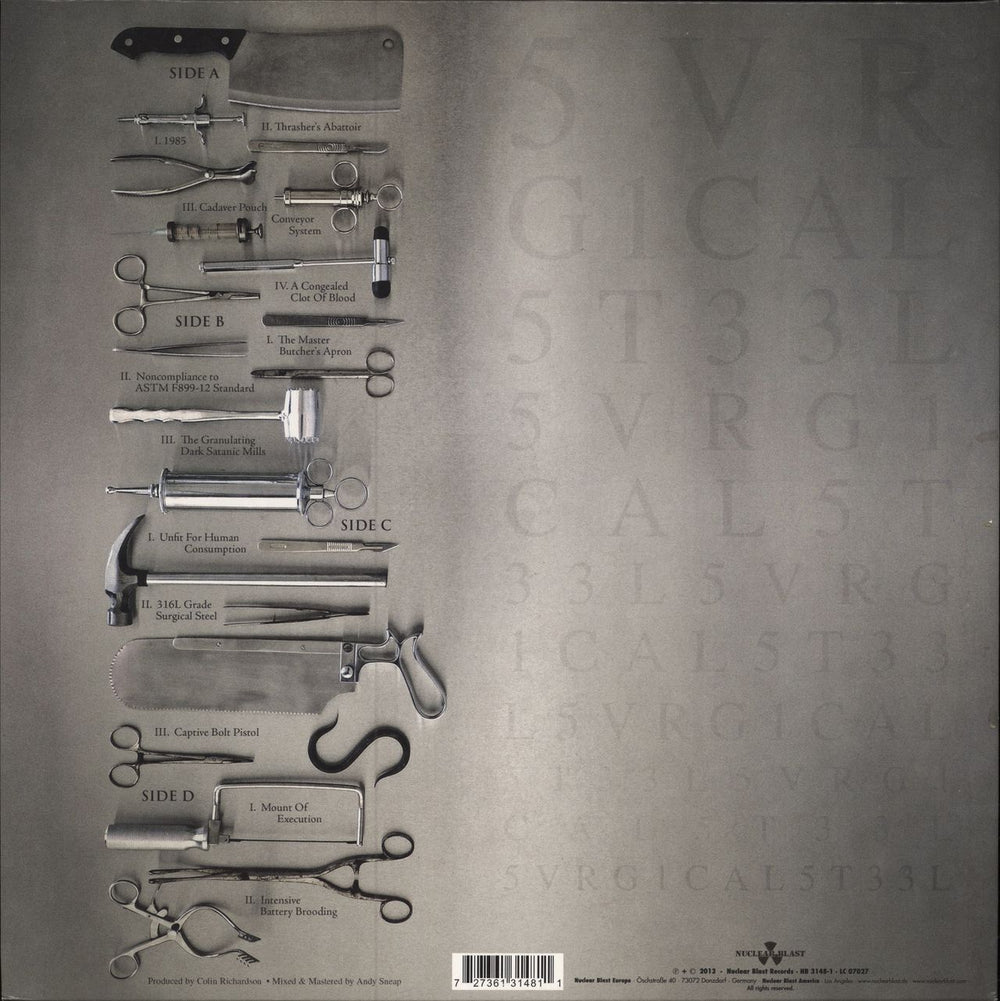 Carcass Surgical Steel German 2-LP vinyl record set (Double LP Album)