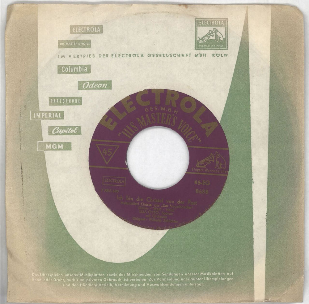 Carl Zeller Der Vögelhandler German 7" vinyl single (7 inch record / 45) 45-EG8688