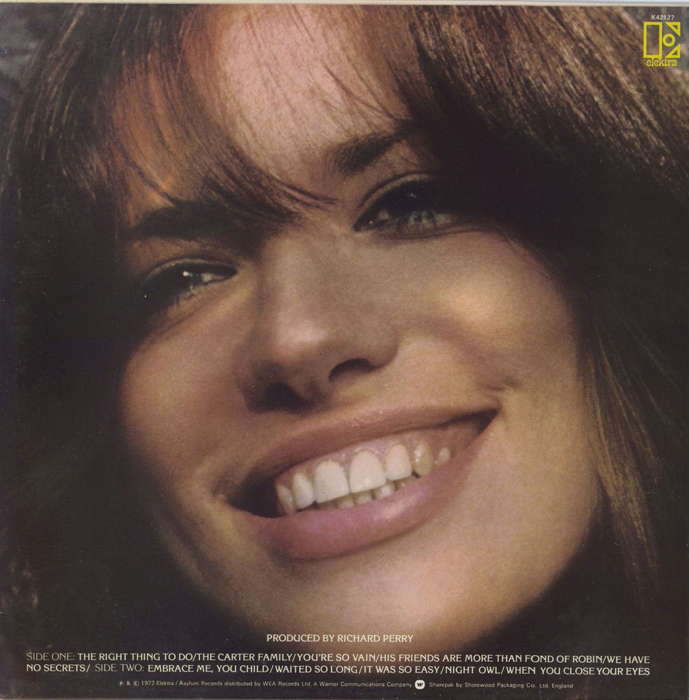 Carly Simon No Secrets - 2nd + Inner UK vinyl LP album (LP record)