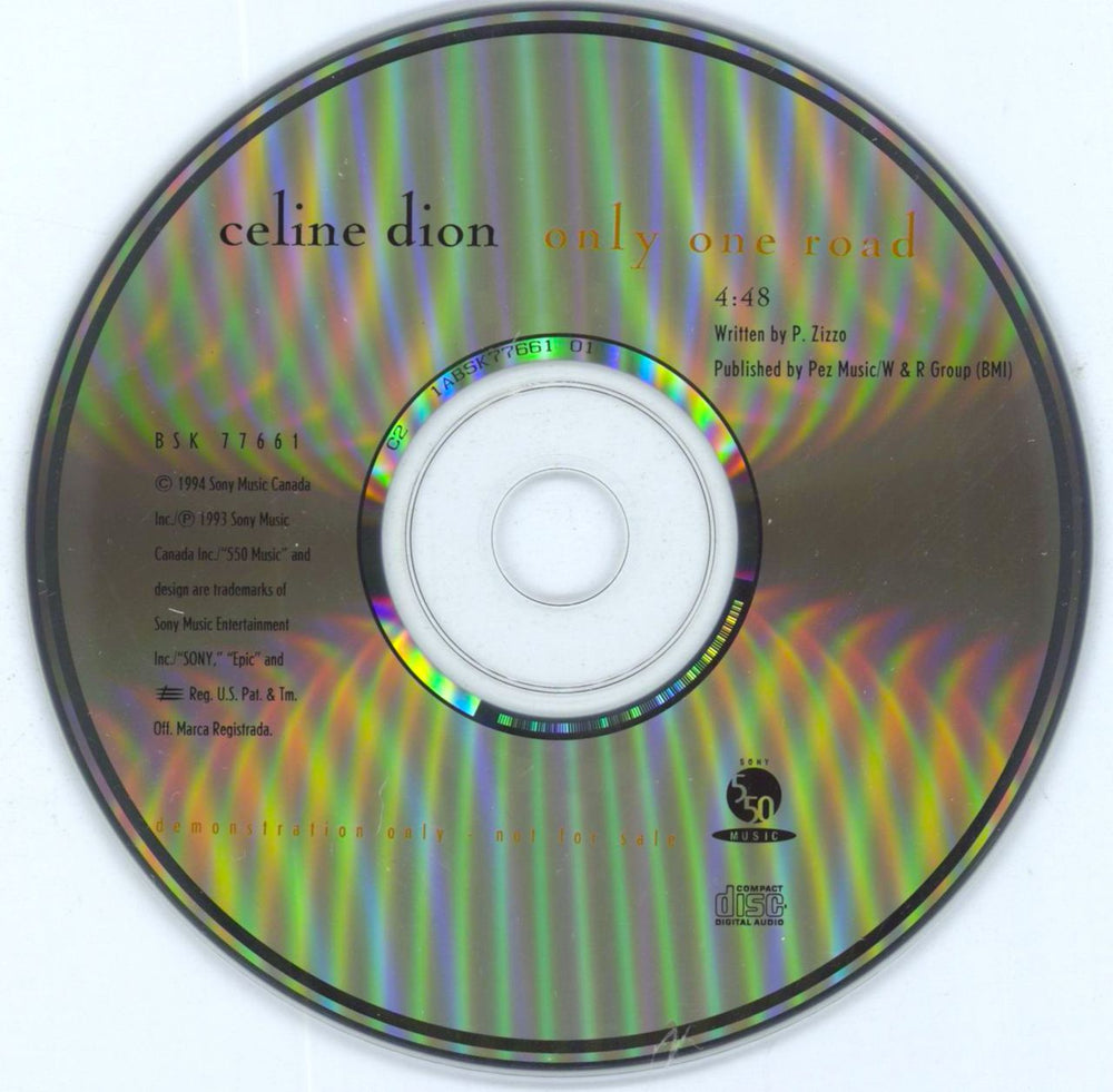 Celine Dion Only One Road US Promo CD single (CD5 / 5") BSK77661