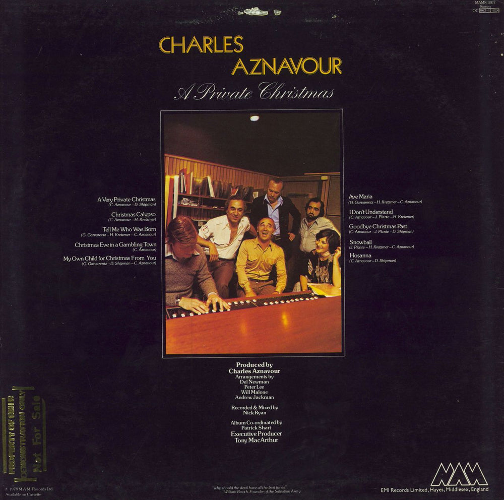 Charles Aznavour A Private Christmas UK vinyl LP album (LP record)