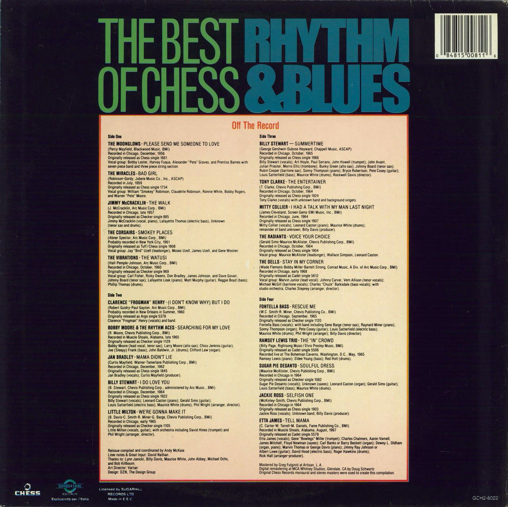 Chess Records The Best Of Chess - Rhythm & Blues Italian 2-LP vinyl record set (Double LP Album) 084815008116
