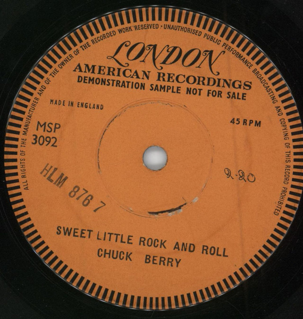 Chuck Berry Sweet Little Rock And Roll - Demo UK 7" vinyl single (7 inch record / 45) MSP3092