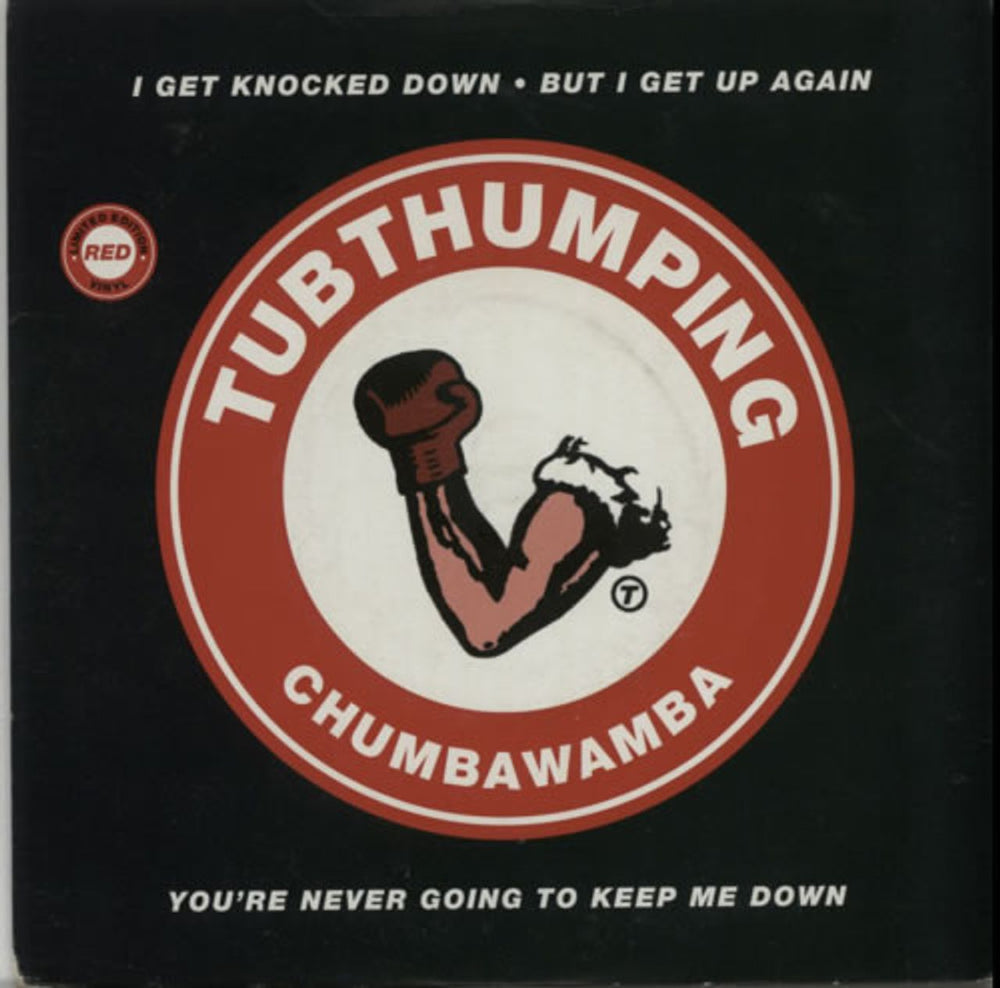 Chumbawamba Tubthumping - Red Vinyl UK 7" vinyl single (7 inch record / 45) EM486