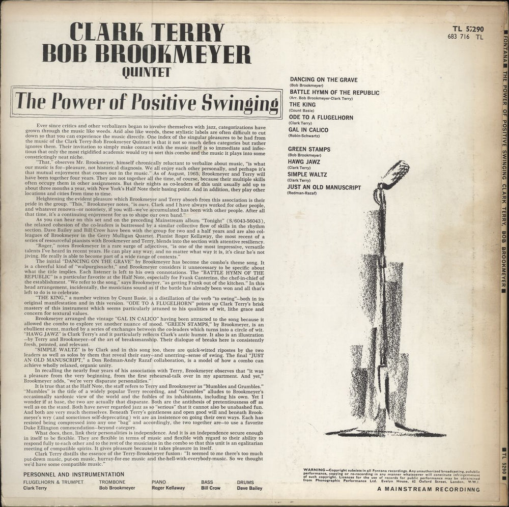 Clark Terry & Bob Brookmeyer The Power Of Positive Swinging UK vinyl LP album (LP record)