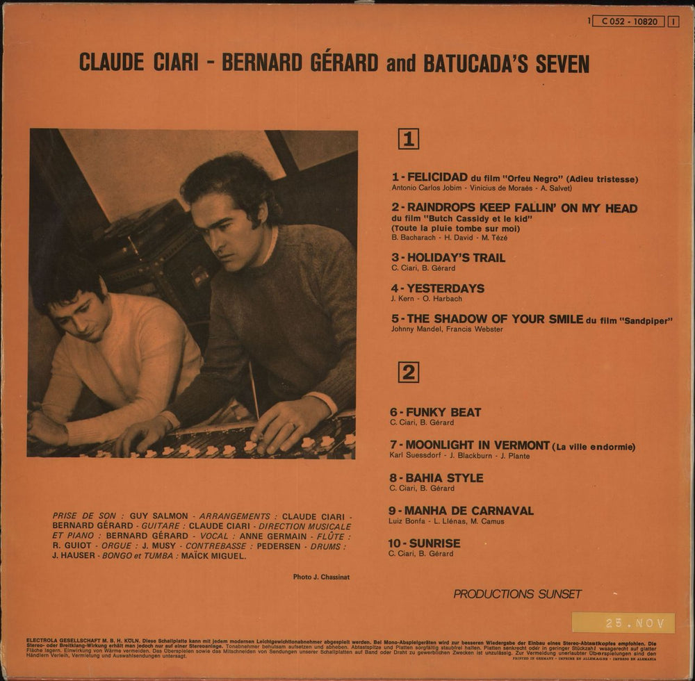 Claude Ciari Claude Ciari And The The Batucada 7 German vinyl LP album (LP record)