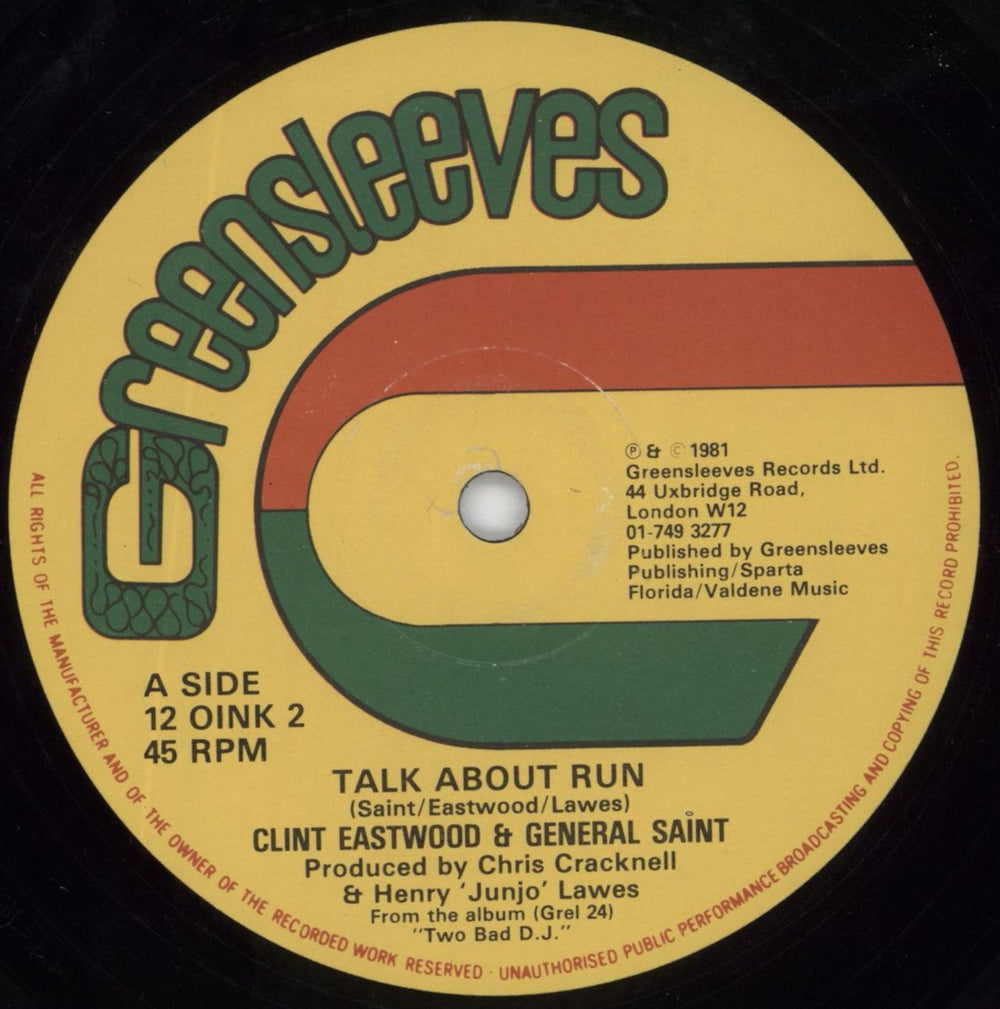 Clint Eastwood & General Saint Talk About Run UK 12" vinyl single (12 inch record / Maxi-single) 12OINK2