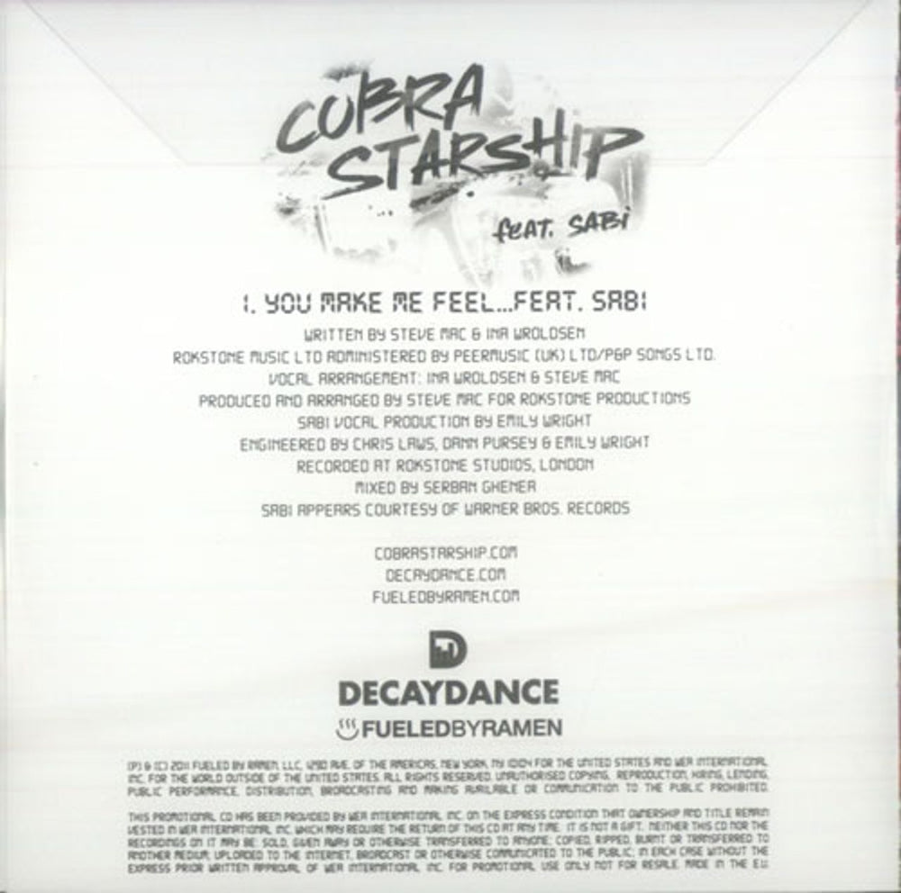 Cobra Starship You Make Me Feel UK Promo CD-R acetate CO6CRYO544892
