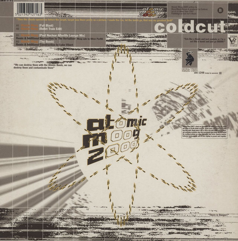 Coldcut Atomic Moog 2000 / Boot The System UK 12" vinyl single (12 inch record / Maxi-single) ZEN1248