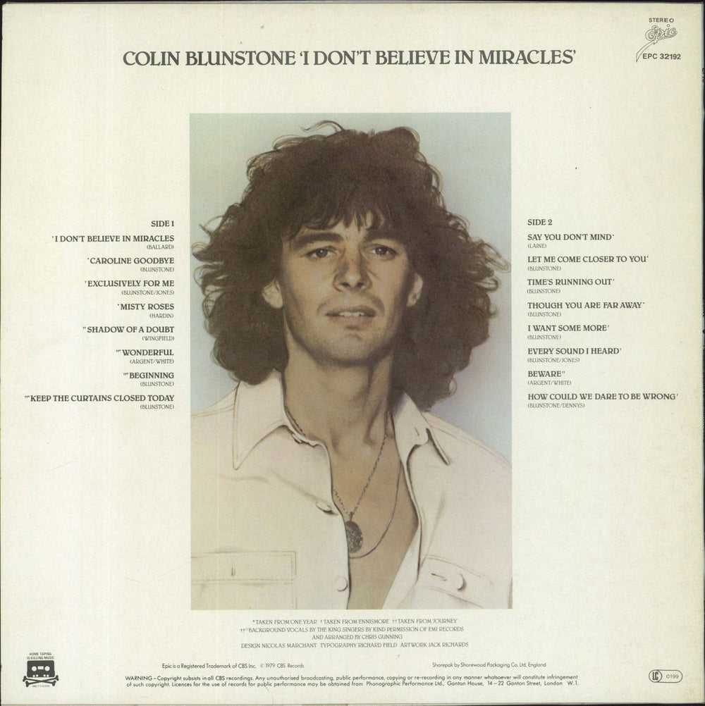 Colin Blunstone I Don't Believe In Miracles UK vinyl LP album (LP record)