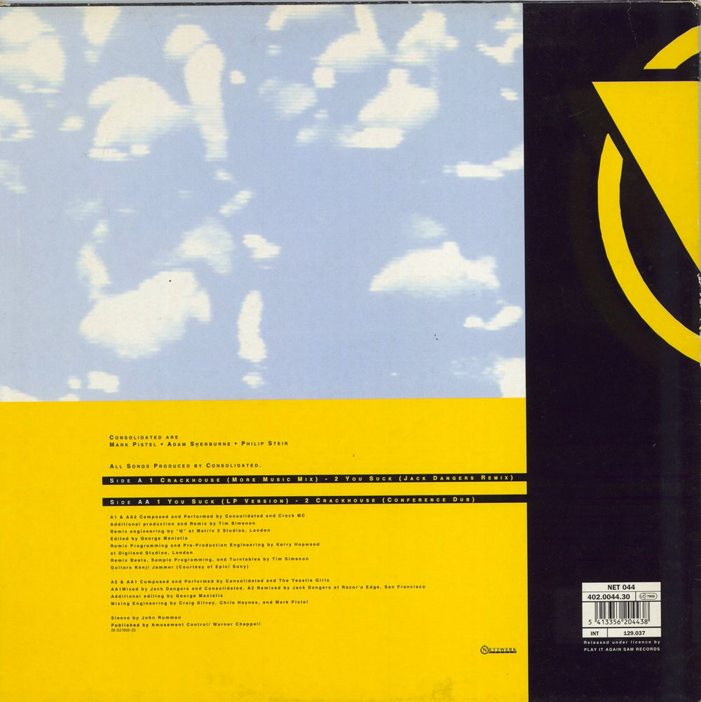 Consolidated Crackhouse / You Suck UK 12" vinyl single (12 inch record / Maxi-single) 5413356204438