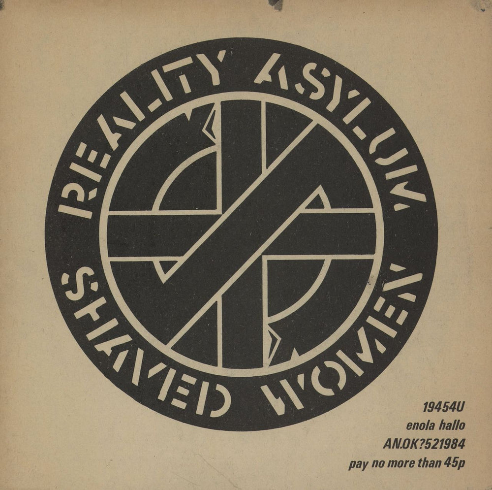 Crass Reality Asylum - 2nd - VG UK 7" vinyl single (7 inch record / 45) 521984