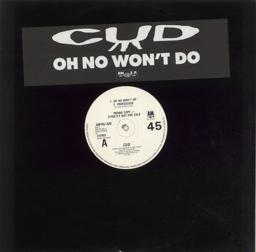 Cud Oh No Won't Do UK Promo 12" vinyl single (12 inch record / Maxi-single) AMYDJ829