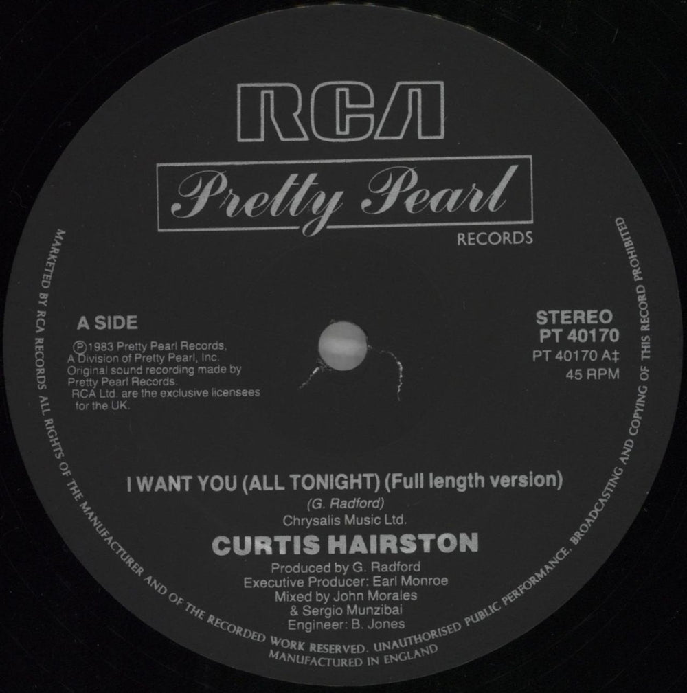 Curtis Hairston I Want You (All Tonight) (Extended Version) UK 12" vinyl single (12 inch record / Maxi-single) C9S12IW825375