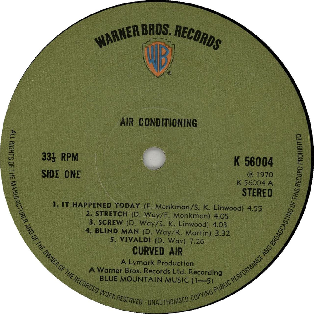 Curved Air Air Conditioning - 2nd - VG UK vinyl LP album (LP record) CVDLPAI647093