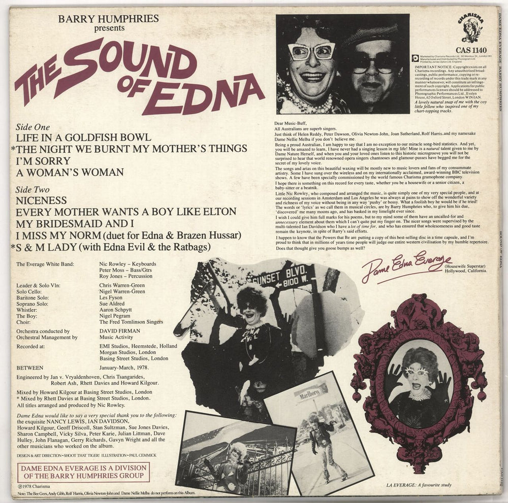 Dame Edna Everage The Sound Of Edna - EX UK vinyl LP album (LP record)