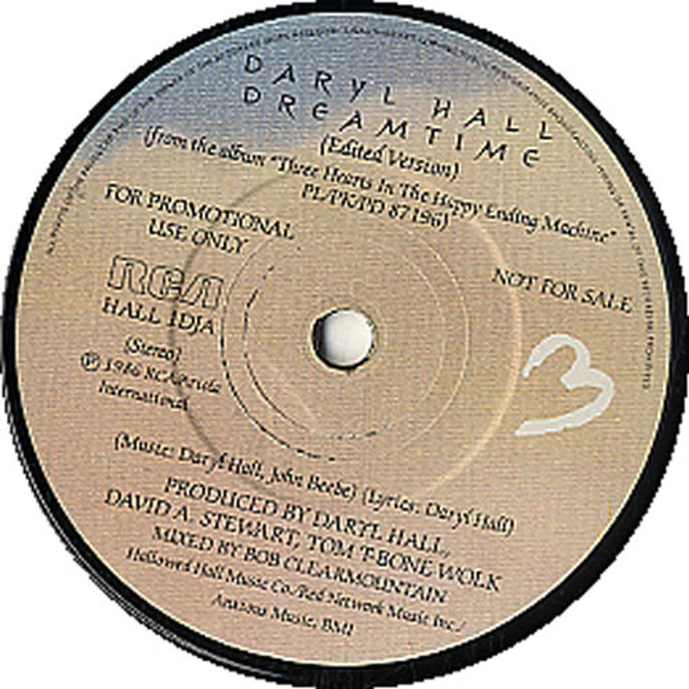 Daryl Hall Dreamtime UK Promo 7" vinyl single (7 inch record / 45) DRL07DR590104