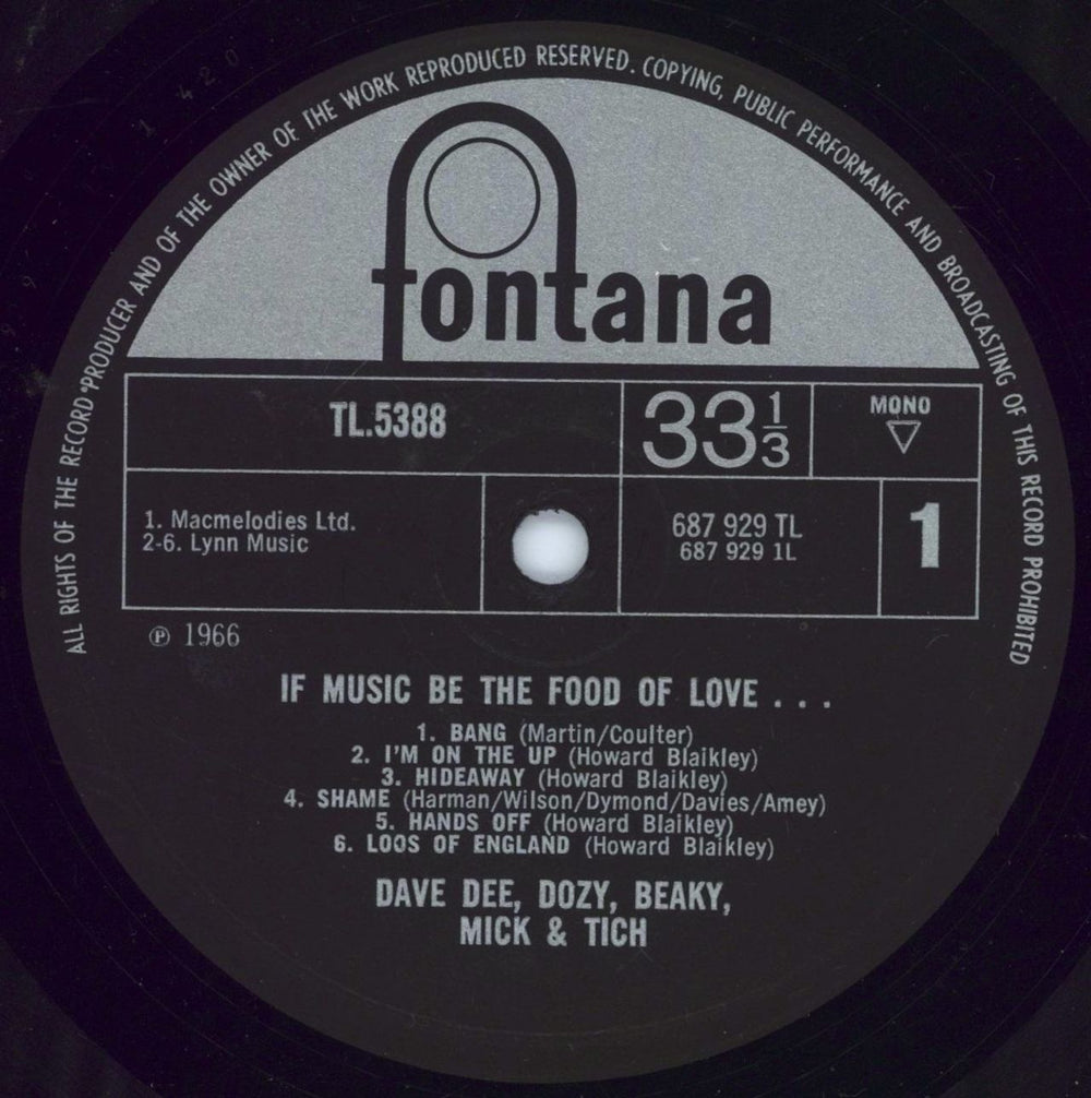 Dave Dee, Dozy, Beaky, Mick & Tich If Music Be The Food Of Love... Prepare For Indigestion UK vinyl LP album (LP record) DDDLPIF510168