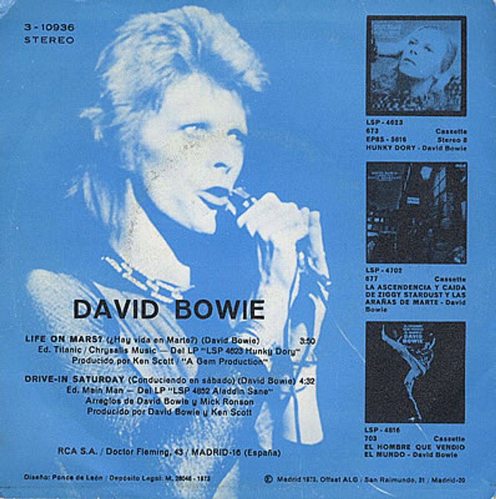 David Bowie Hay Vida En Marte? - EX Spanish 7" vinyl single (7 inch record / 45) BOW07HA172087