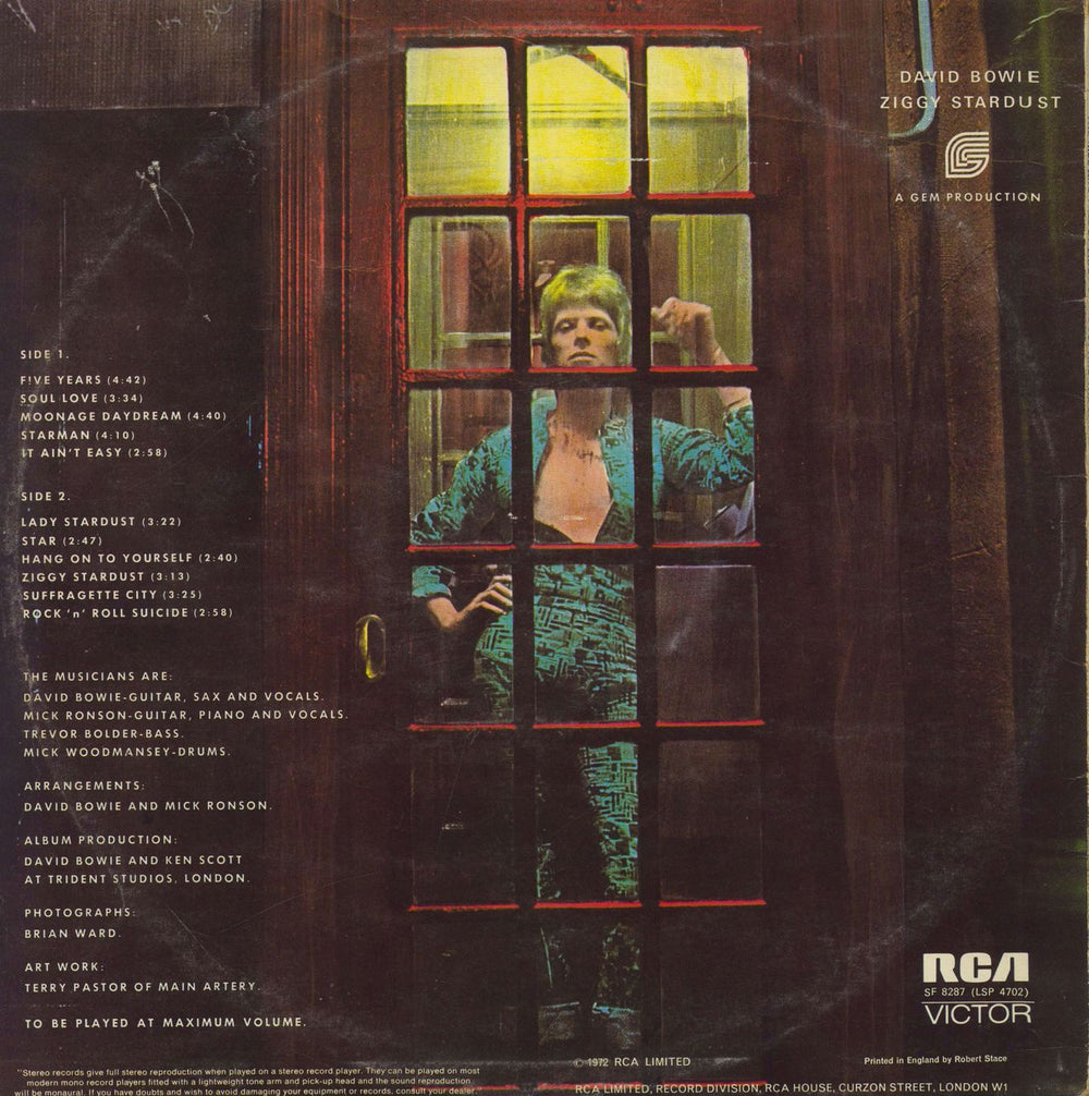 David Bowie The Rise And Fall Of Ziggy Stardust - 1st - Contract Pressing UK vinyl LP album (LP record)