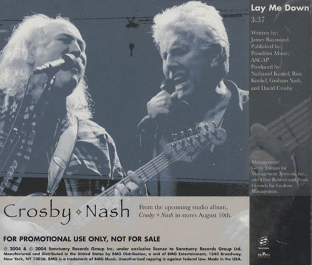 David Crosby & Graham Nash Lay Me Down US Promo CD single (CD5 / 5") C&NC5LA299239