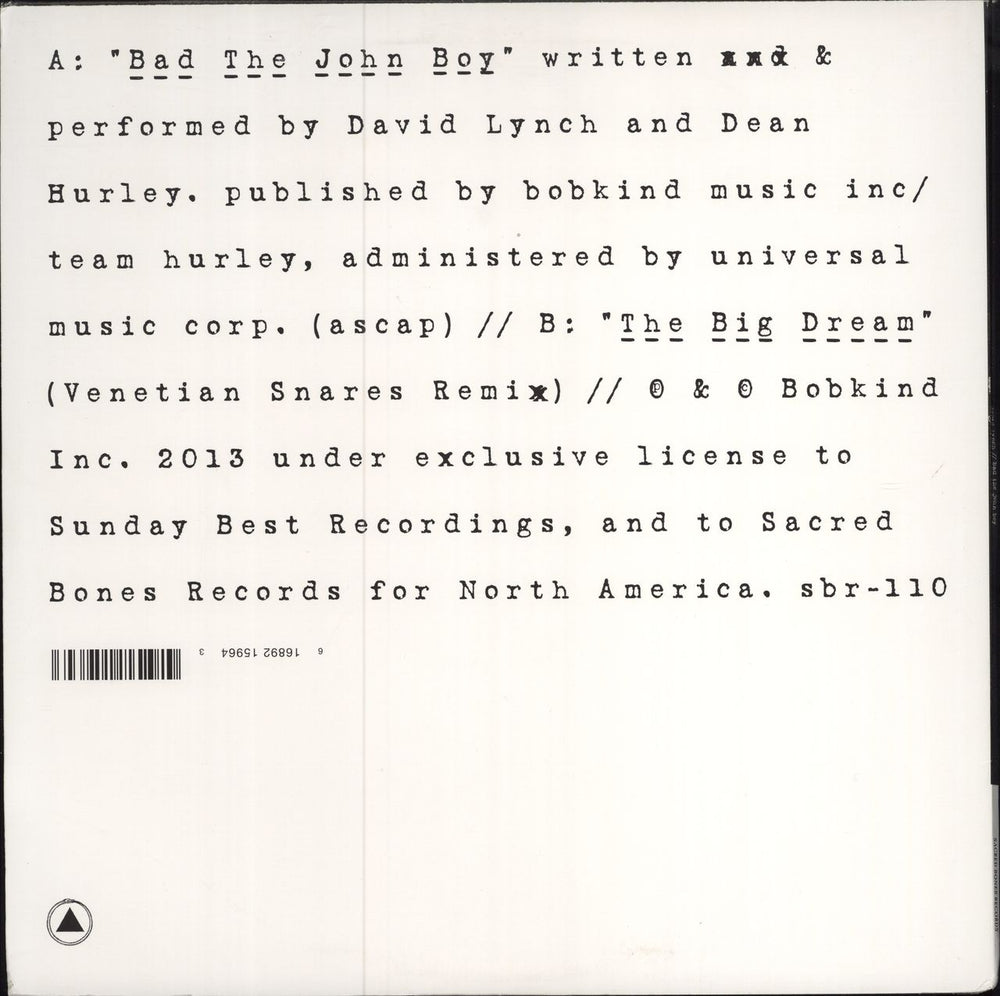 David Lynch Bad The John Boy US 12" vinyl single (12 inch record / Maxi-single)