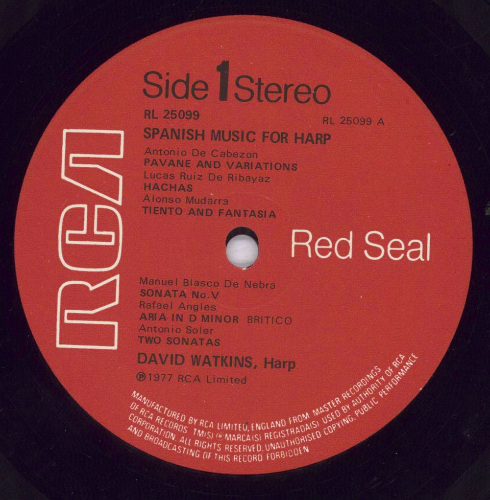 David Watkins Spanish Music For Harp UK vinyl LP album (LP record) 1D5LPSP831763