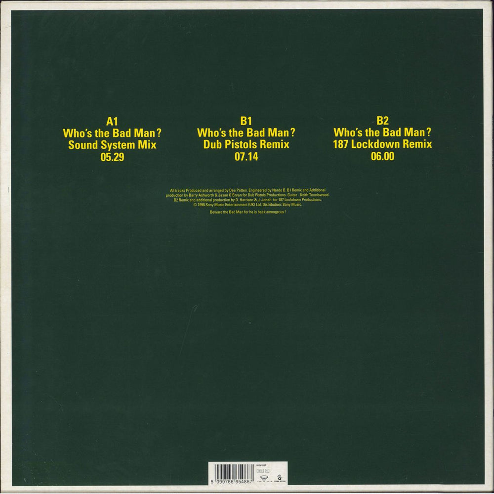 DEE PATTEN Who's The Bad Man? UK 12" vinyl single (12 inch record / Maxi-single) 5099766654867
