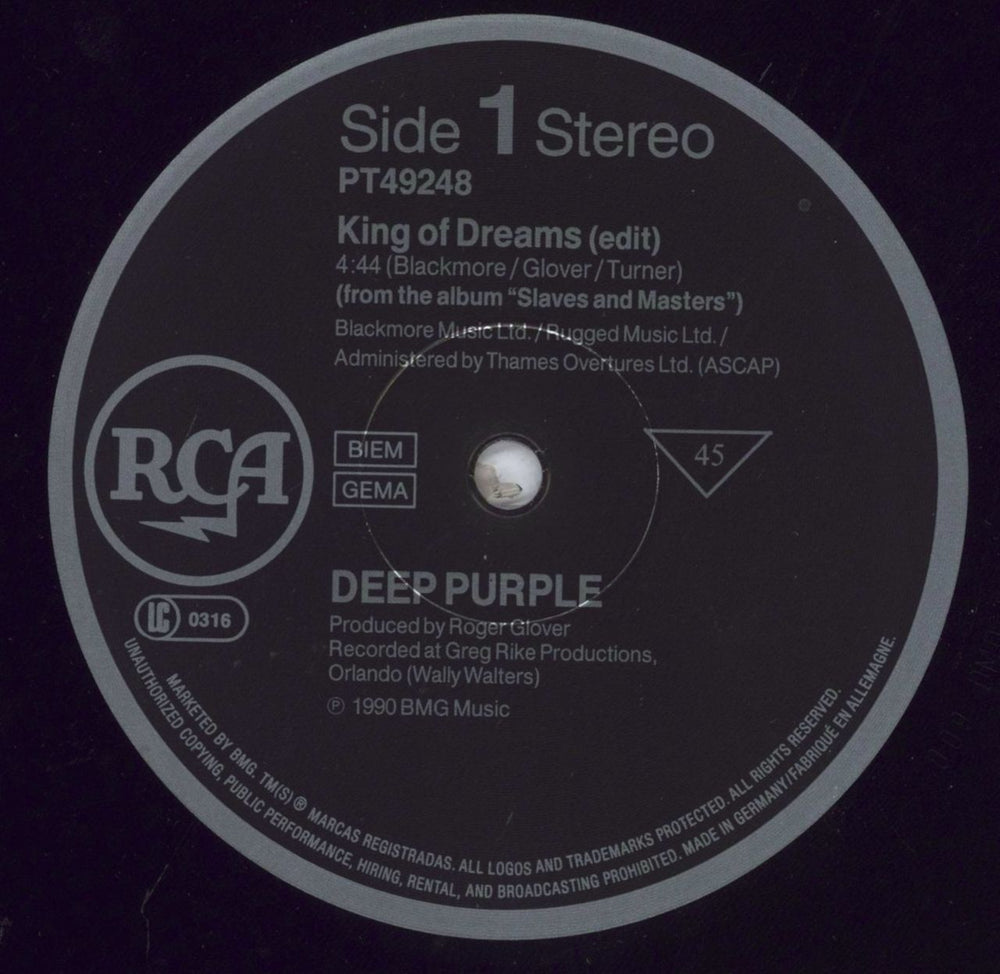 Deep Purple King Of Dreams - Shrink German 12" vinyl single (12 inch record / Maxi-single) DEE12KI829892
