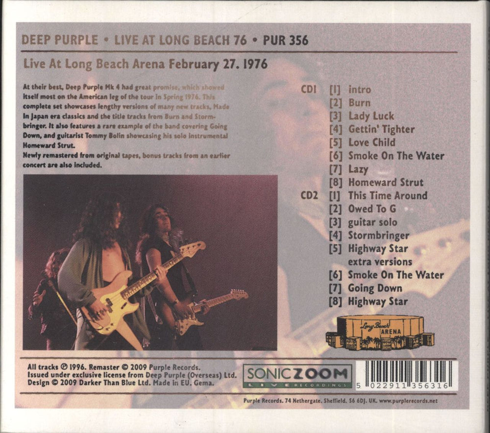 Deep Purple Live At Long Beach 76 - Digipak UK 2 CD album set (Double CD) DEE2CLI810334