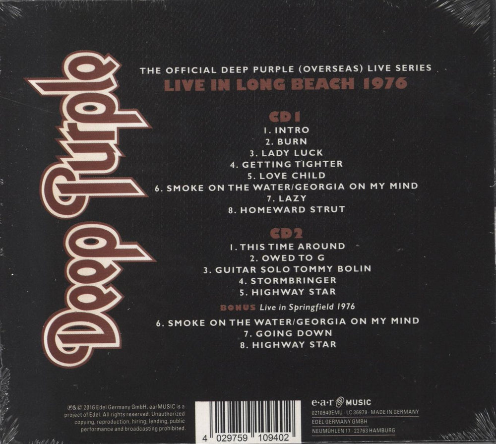 Deep Purple Live In Long Beach 1976 - Sealed UK 2 CD album set (Double CD) 4029759109402