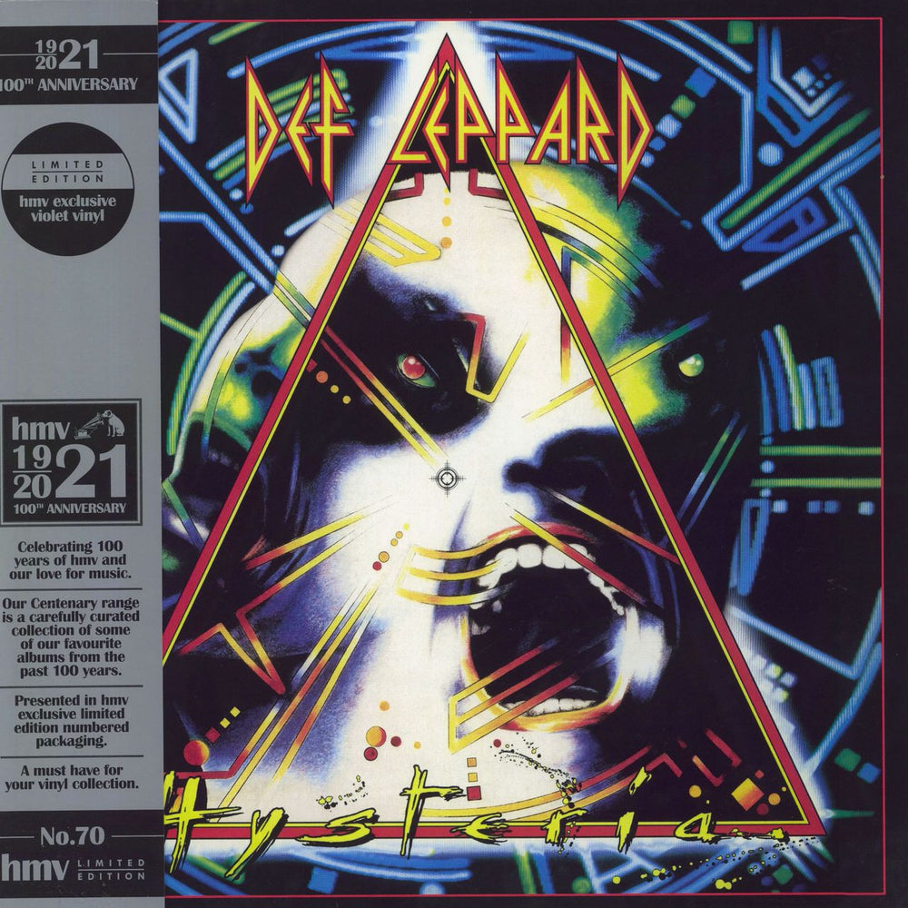 Def Leppard Hysteria - HMV 100th Anniversary - Violet Vinyl UK 2-LP vinyl record set (Double LP Album) 4577912