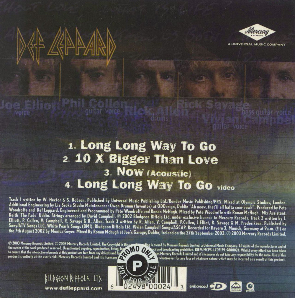 Def Leppard Long Long Way To Go - Promo UK CD single (CD5 / 5") 602498000243