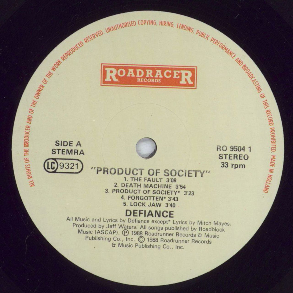 Defiance Product Of Society Dutch vinyl LP album (LP record) D7TLPPR560964