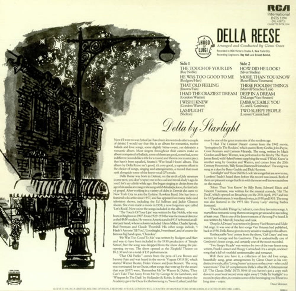 Della Reese Della By Starlight UK vinyl LP album (LP record) DARLPDE450883