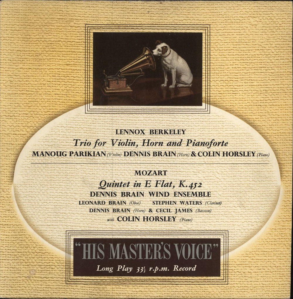 Dennis Brain Lennox Berkeley: Trio For Violin, Horn & Pianoforte / Mozart: Quintet in E Flat, K.452 UK vinyl LP album (LP record) CLP1029