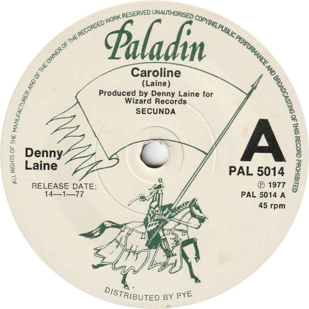 Denny Laine Caroline UK Promo 7" vinyl single (7 inch record / 45) DNY07CA167676