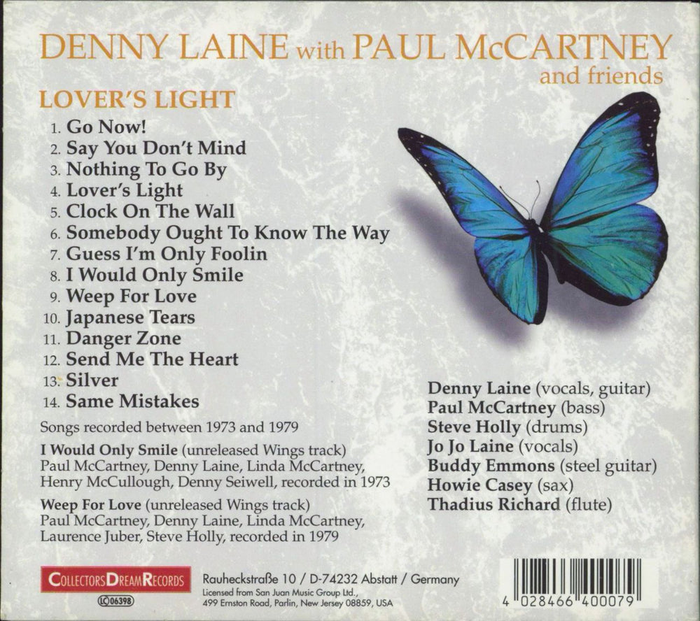 Denny Laine Lover's Light UK CD album (CDLP) 4028466400079