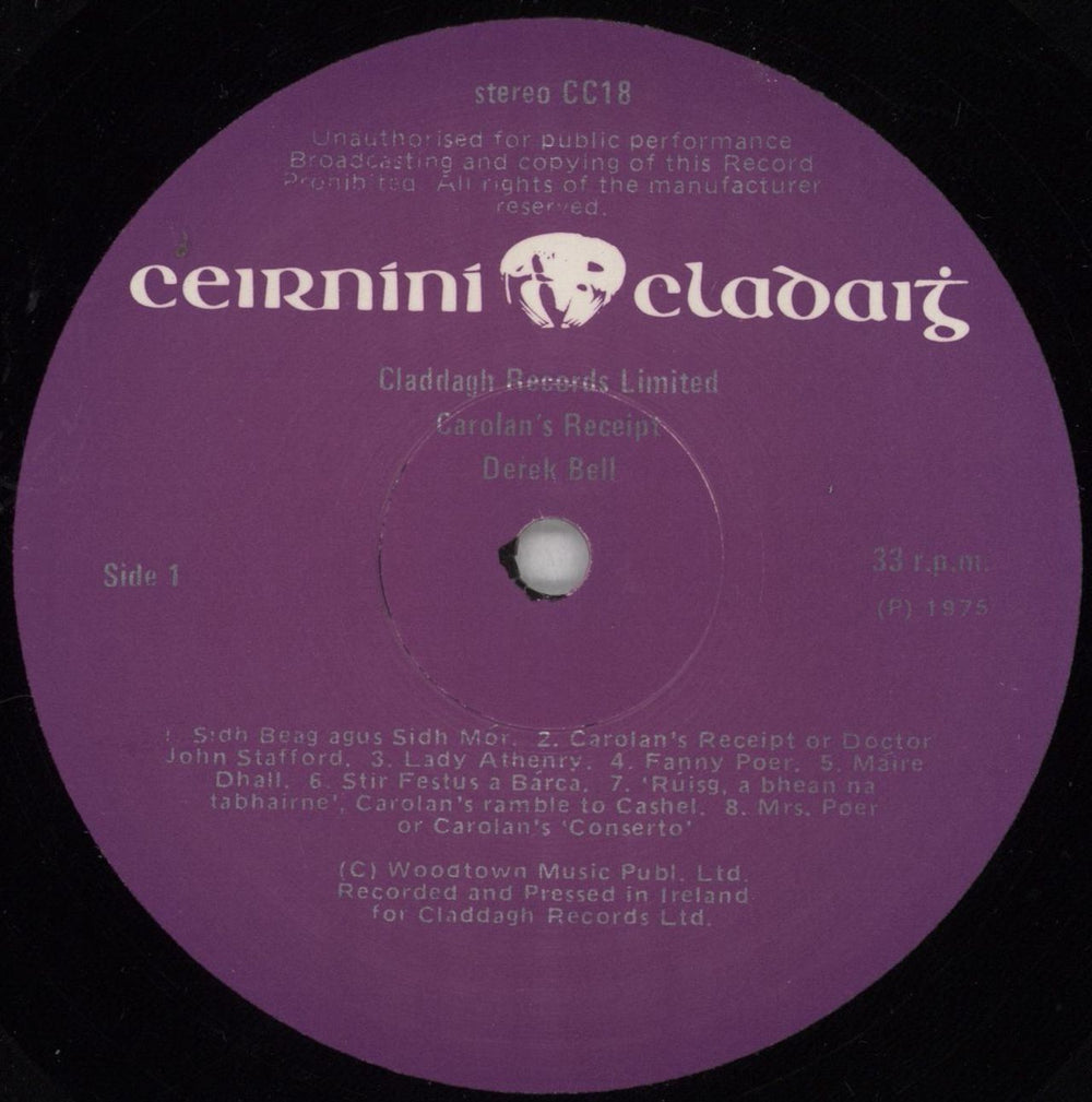 Derek Bell Carolan's Receipt Irish vinyl LP album (LP record) 2X2LPCA828794